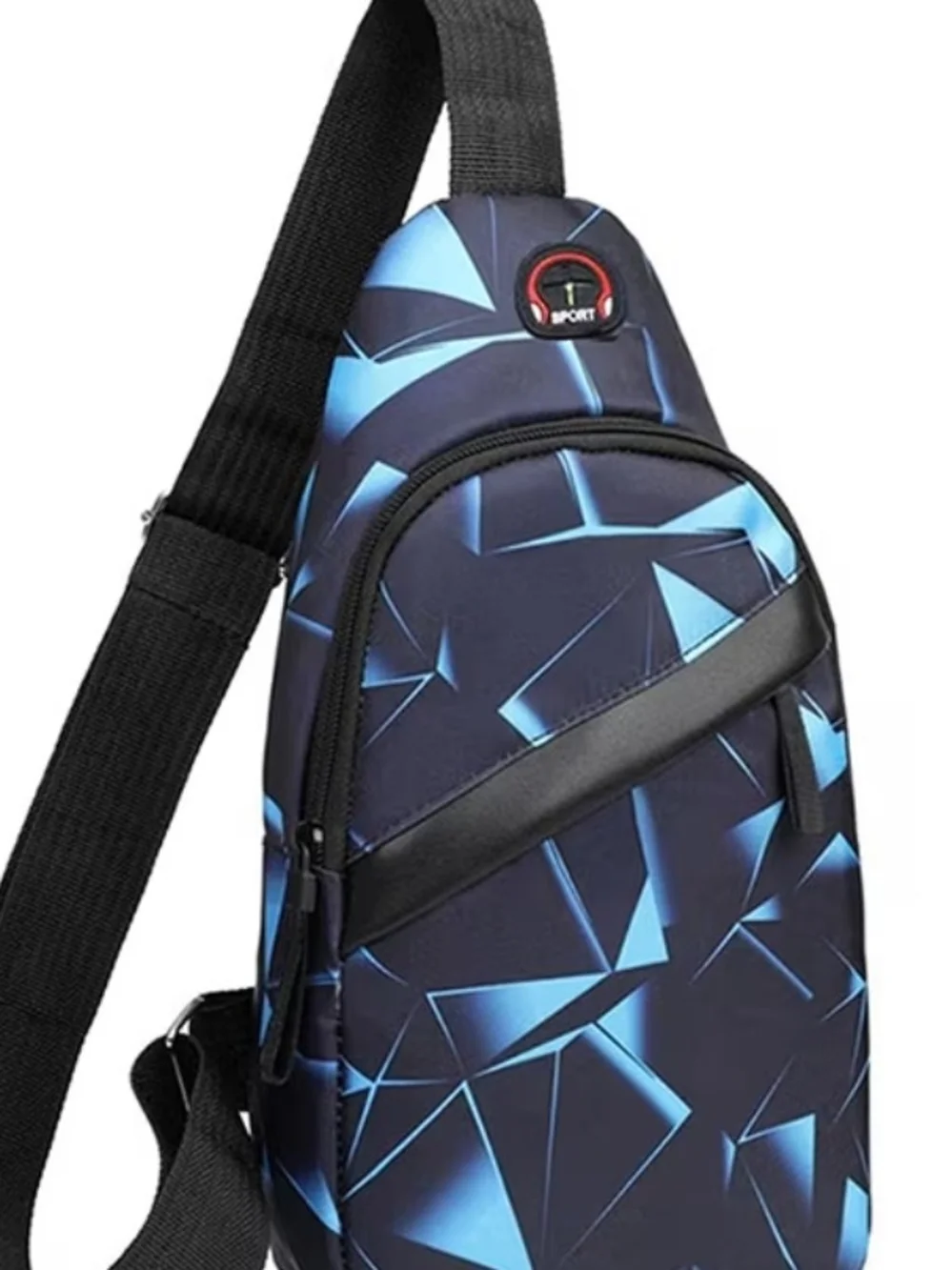 Men's Navy Blue Geometric Sling Bag - Unbranded